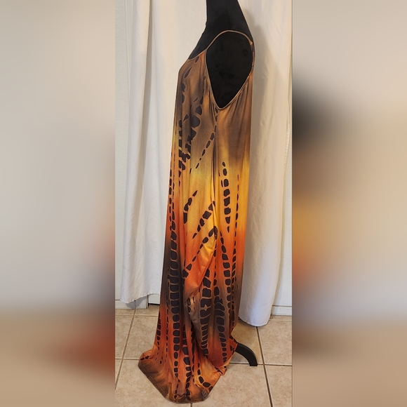 Elegant Ombre Tie Dye Maxi Dress With Pockets, L - Picture 6 of 15